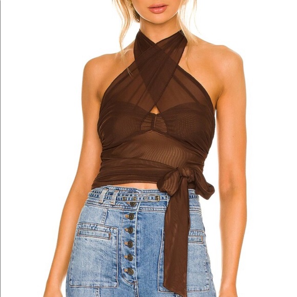 Majorelle Brown Wrap Top - Picture 1 of 4